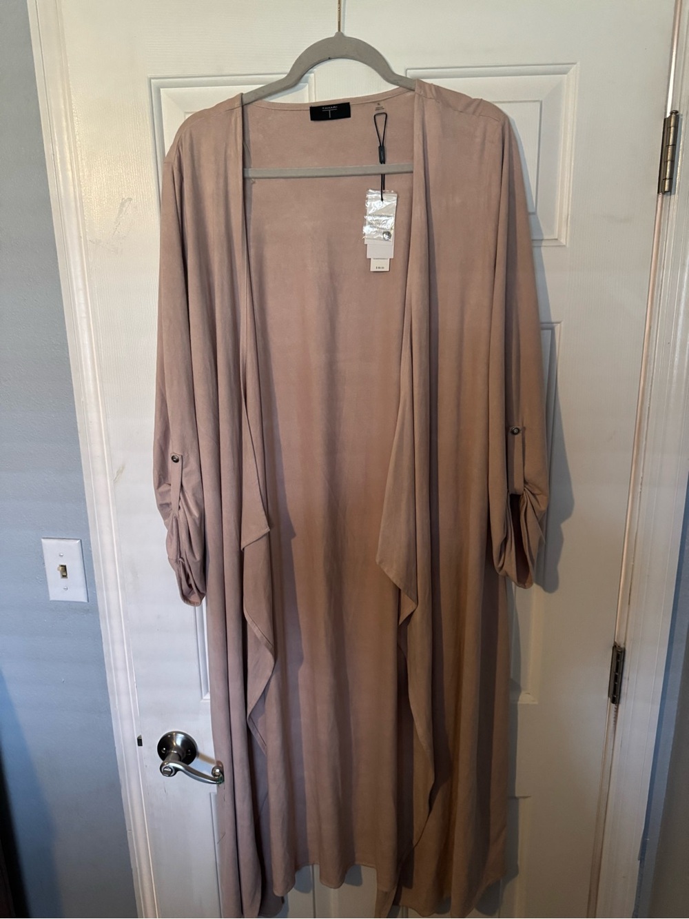 Tahari Dusty Rose Open Front Duster Cardigan